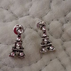 NWOT Eiffel Tower Silver Pierced Earrings